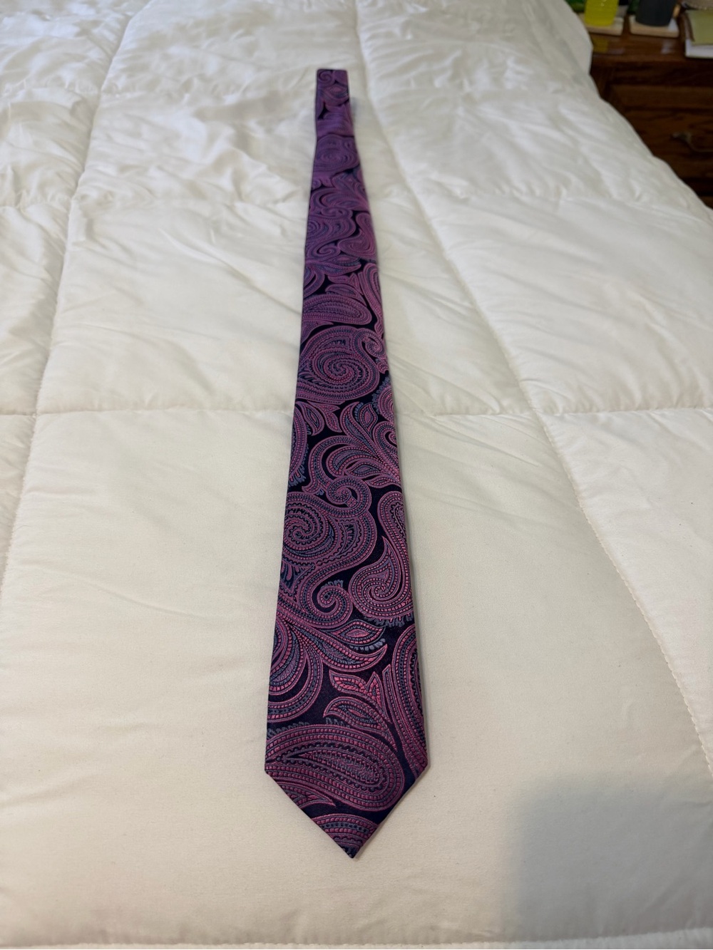 Ted Baker London Purple Paisley Silk Tie with Navy Accents